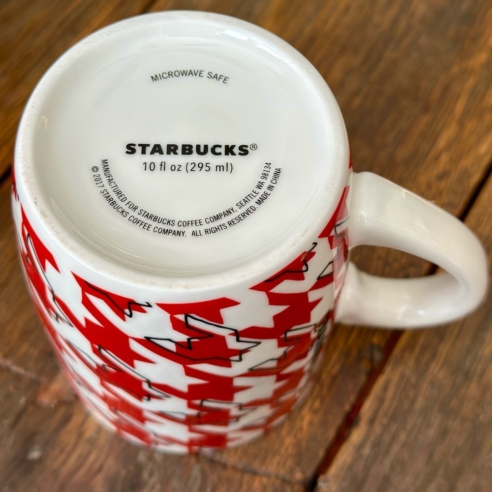 2017 Starbucks Red and White Houndstooth 10 oz Coffee or Tea Mug - Picture 3 of 5